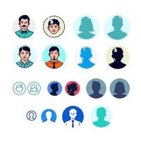 illustrazioni e icone di avatar maschili e femminili. vettore