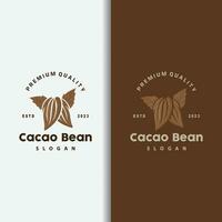 cacao fagiolo logo, premio design Vintage ▾ retrò vecchio fresco biologico giardino pianta seme semplice minimalista vettore