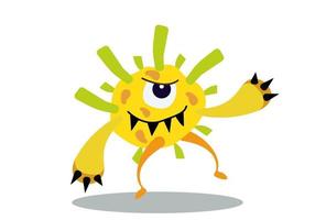 illustrazione del fumetto di vettore di un virus, batteri. microbi dei cartoni animati.