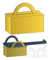 disegno del modello fustellato di imballaggio della scatola. Modello 3d vettore