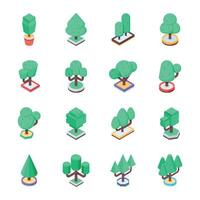 alberi isometrico icona vettore
