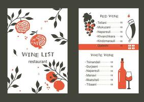 georgiano ristorante vino elenco modello con semplice illustrazioni. vettore grafica.