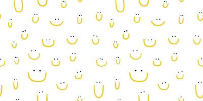 mano disegnato senza soluzione di continuità modello con carino sorrisi. giallo scarabocchio diverso sorrisi per carta, tessuto, involucro carta, bloc notes copertine, sfondi isolato su bianca sfondo. vettore