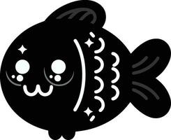 carino kawaii pesce vettore illustrazione con nero colore bianca sfondo