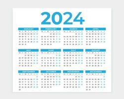 calendario 2024, calendario disegno, progettista disegno, 12 mesi calendario disegno, Stampa pronto, gratuito vettore