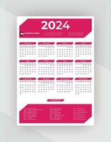 calendario da parete 2024 vettore