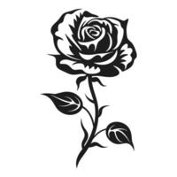 rosa fiore vettore silhouette gratuito, decorativo rosa con le foglie clipart