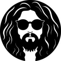 hippy - nero e bianca isolato icona - vettore illustrazione