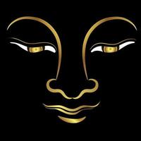 volto di buddha con bordo dorato isolato su sfondo nero vettore