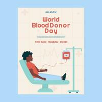 mondo sangue donatore giorno piatto volantino, manifesto vettore