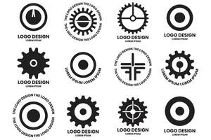 moderno Ingranaggio e cerchio logo nel minimalista stile vettore