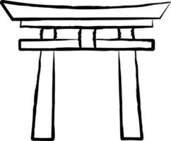 torii cancello mano disegnato illustrazione vettore
