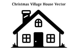 Natale villaggio Casa silhouette vettore gratuito