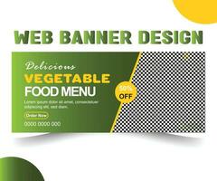 cibo bandiera menù e ristorante sociale media ragnatela bandiera modello design vettore