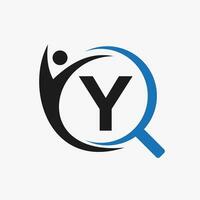 lettera y ricerca e heathcare logo design. Comunità mirino logo simbolo vettore