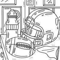 americano calcio e casco isolato colorazione vettore