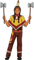 nativo americano indiano con un' tomahawk clipart vettore