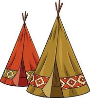 nativo americano indiano tepee cartone animato clipart vettore