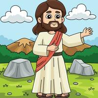 cristiano Gesù predicazione colorato cartone animato vettore