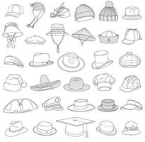 mano disegnato impostato diverso tipi cappelli isolato su bianca sfondo vettore