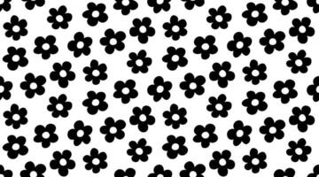 vintage1970 margherita fiori senza soluzione di continuità modello. y2k nero e bianca astratto natura sfondo. semplice mano disegnato floreale sagome struttura. hippie motivi. vettore illustrazione.