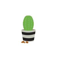 cactus icone nel un' piatto stile su un' bianca sfondo. casa impianti cactus nel pentole e con fiori. un' varietà di decorativo cactus con spine e senza. vettore