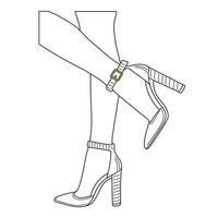 disegno schizzo schema silhouette di femmina gambe nel un' posa. scarpe tacchi a spillo, alto tacchi vettore