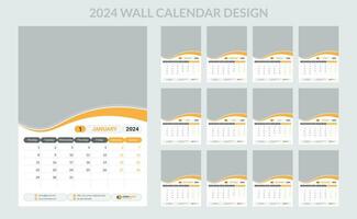 2024 attività commerciale parete calendario modello impostare. 12 pagina parete calendario. vettore