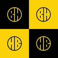 semplice bh e hb lettera cerchio logo impostare, adatto per attività commerciale con bh o hb iniziale. vettore