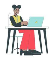impegnato ufficio lavoratore femmina 2d lineare cartone animato personaggio vettore