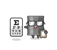 illustrazione della mascotte del barile di petrolio come oftalmologo vettore