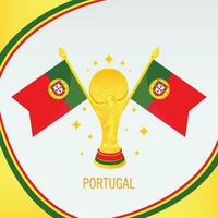 oro calcio trofeo tazza e Portogallo bandiera vettore