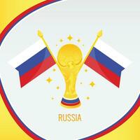 oro calcio trofeo tazza e Russia bandiera vettore