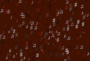 sfondo vettoriale rosso chiaro con simboli musicali.