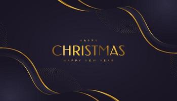 elegante cartolina di Natale in nero e oro. buon natale e felice anno nuovo auguri o invito vettore