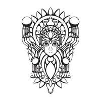 illustrazione in bianco e nero del dio delle donne con incisione vettoriale