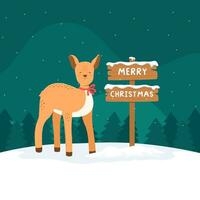 Natale carta con renna, allegro Natale e nuovo anno vettore