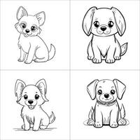 carino cane colorazione pagina per kids.cute cucciolo cane vettore design