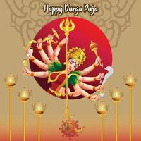 Durga puja navratri festival dussehra celebrazione auguri vettore