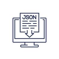 json file Scarica linea icona con computer vettore