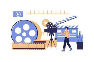 in linea cinema, concetto di cinematografia piatto vettore illustrazione design