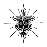 vettore illustrazione di un' attraversare combinato con un' nero asso di picche