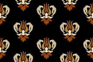 ikat floreale paisley ricamo su nero sfondo.geometrico etnico orientale modello tradizionale.azteco stile astratto vettore illustrazione.disegno per