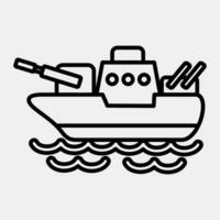 icona battaglia nave. militare elementi. icone nel linea stile. bene per stampe, manifesti, logo, infografica, eccetera. vettore