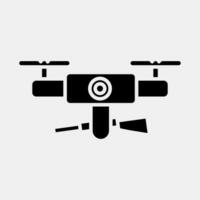 icona militare drone. militare elementi. icone nel glifo stile. bene per stampe, manifesti, logo, infografica, eccetera. vettore