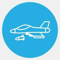 icona combattente Jet. militare elementi. icone nel blu il giro stile. bene per stampe, manifesti, logo, infografica, eccetera. vettore
