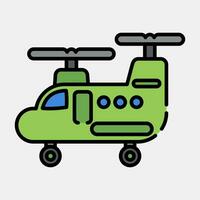 icona militare elicottero. militare elementi. icone nel pieno linea stile. bene per stampe, manifesti, logo, infografica, eccetera. vettore