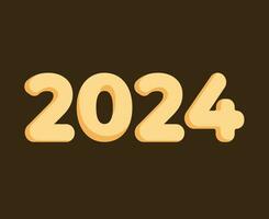 2024 contento nuovo anno astratto Marrone grafico design vettore logo simbolo illustrazione