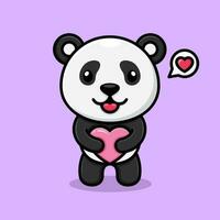carino cartone animato panda, abbracciare amore con tutti e due mani. vettore