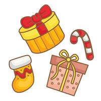 regalo scatola presente Natale decorazione sfondo cartone animato illustrazione vettore clipart etichetta